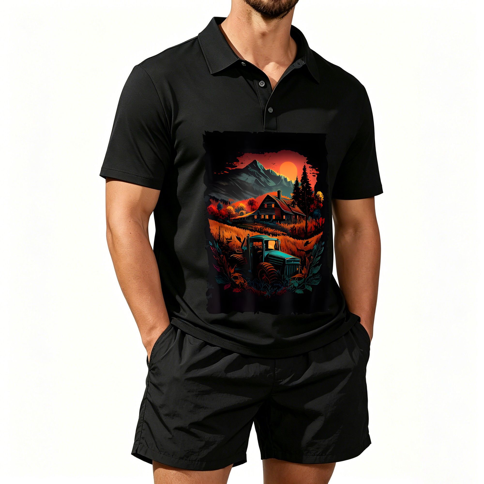 Men's Polo Shirt and Beach Sho - Farming A ulasan dan harga